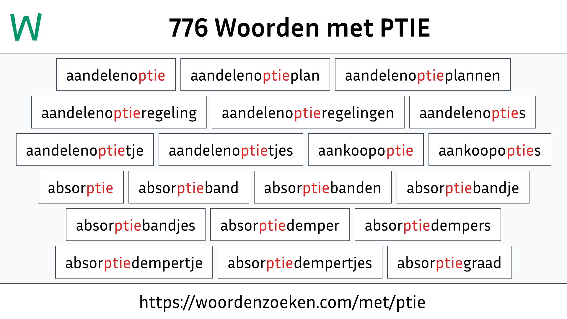 Woorden met PTIE