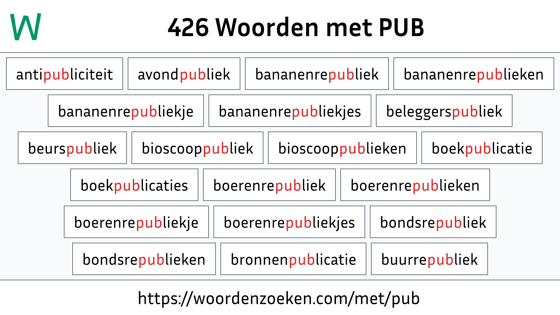 Woorden met PUB