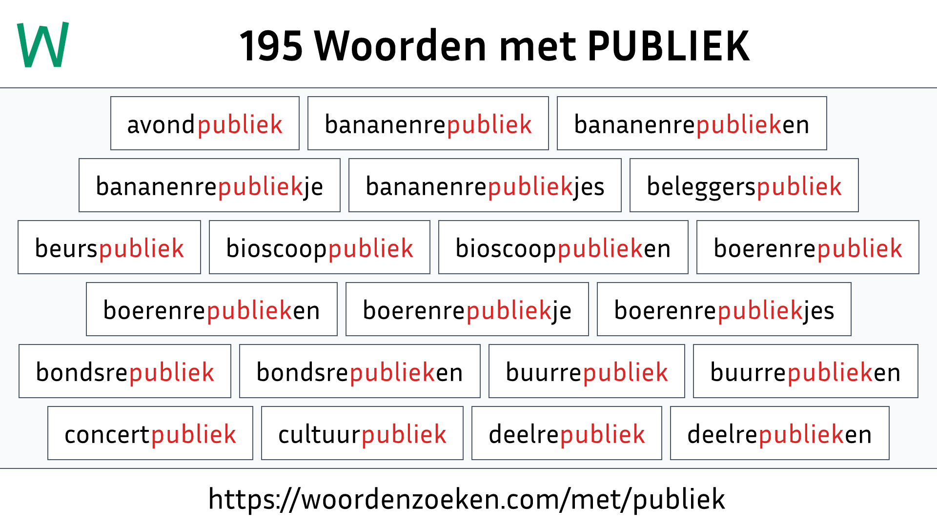 Woorden met PUBLIEK