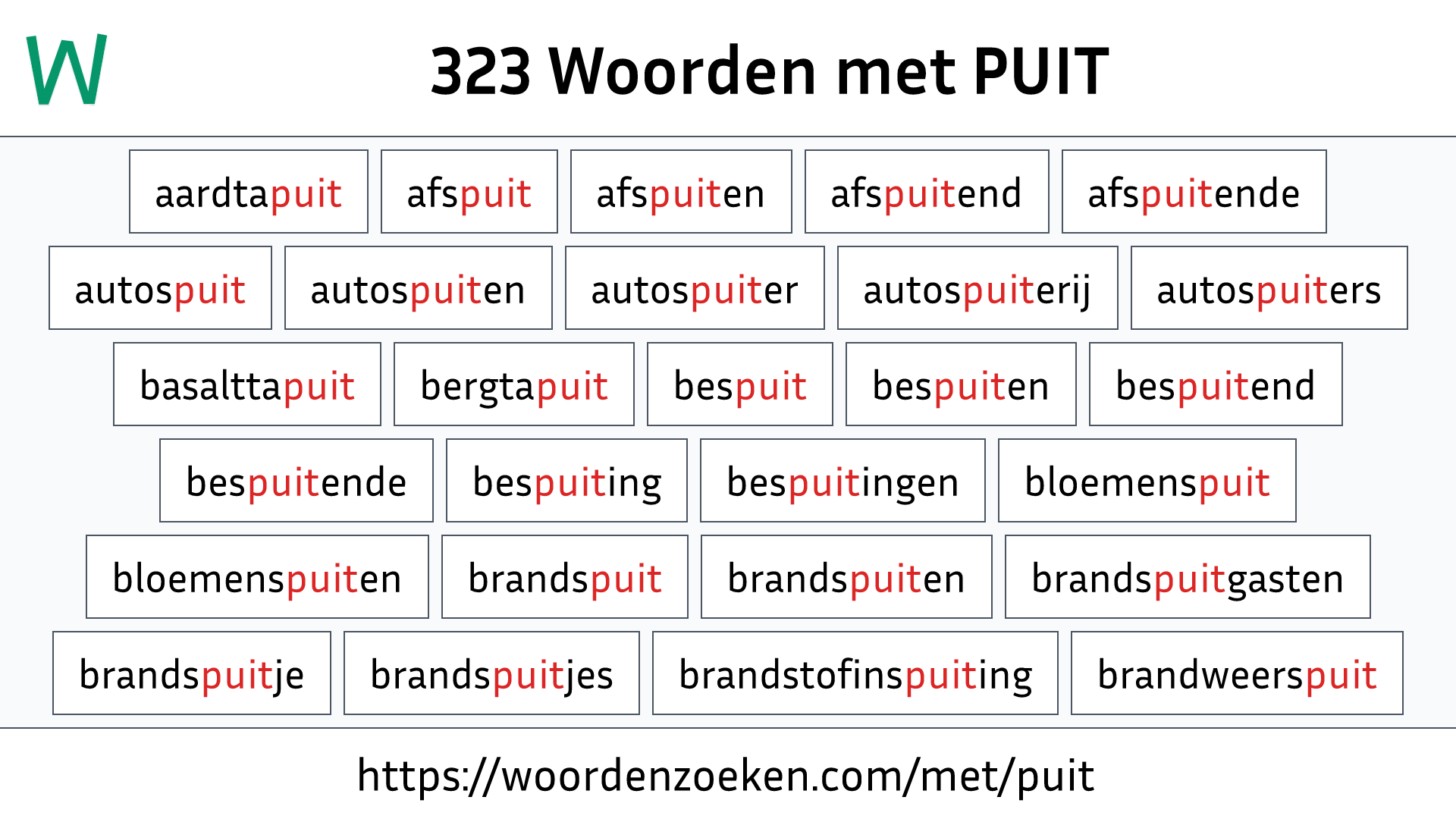 Woorden met PUIT