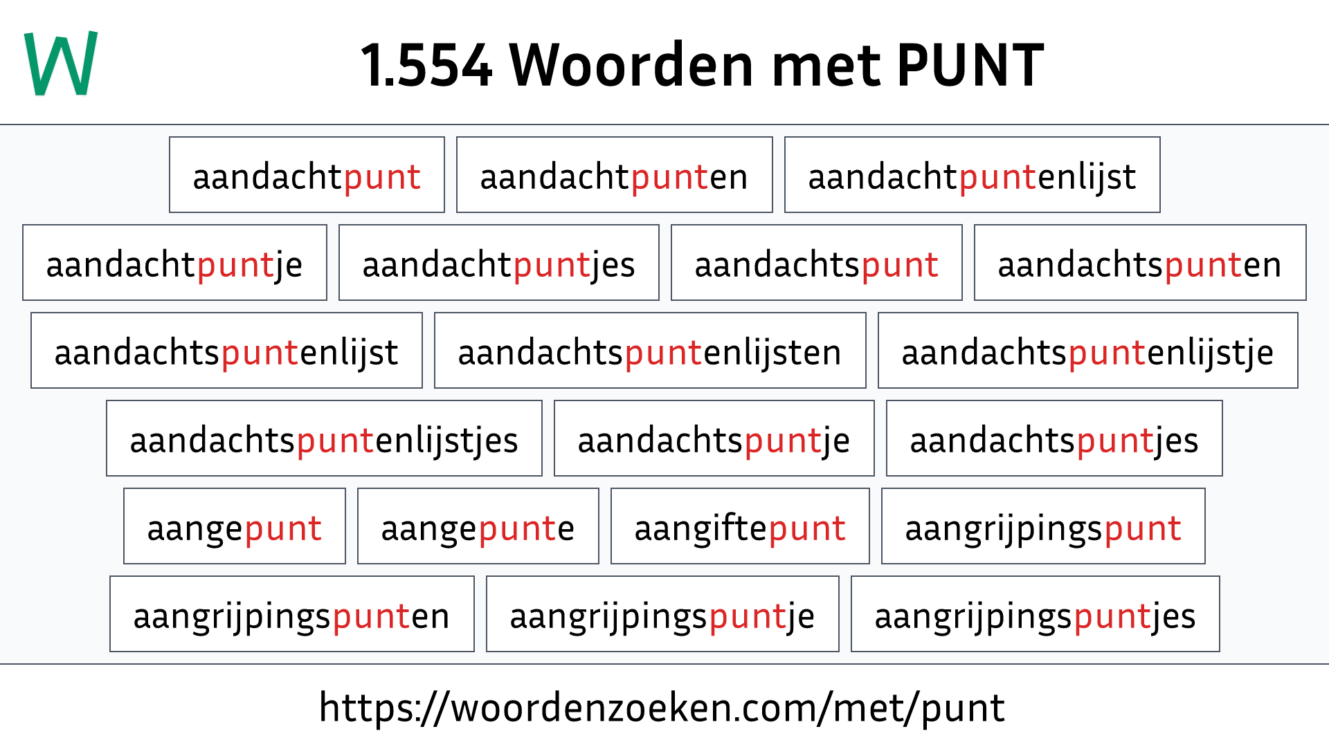 Woorden met PUNT