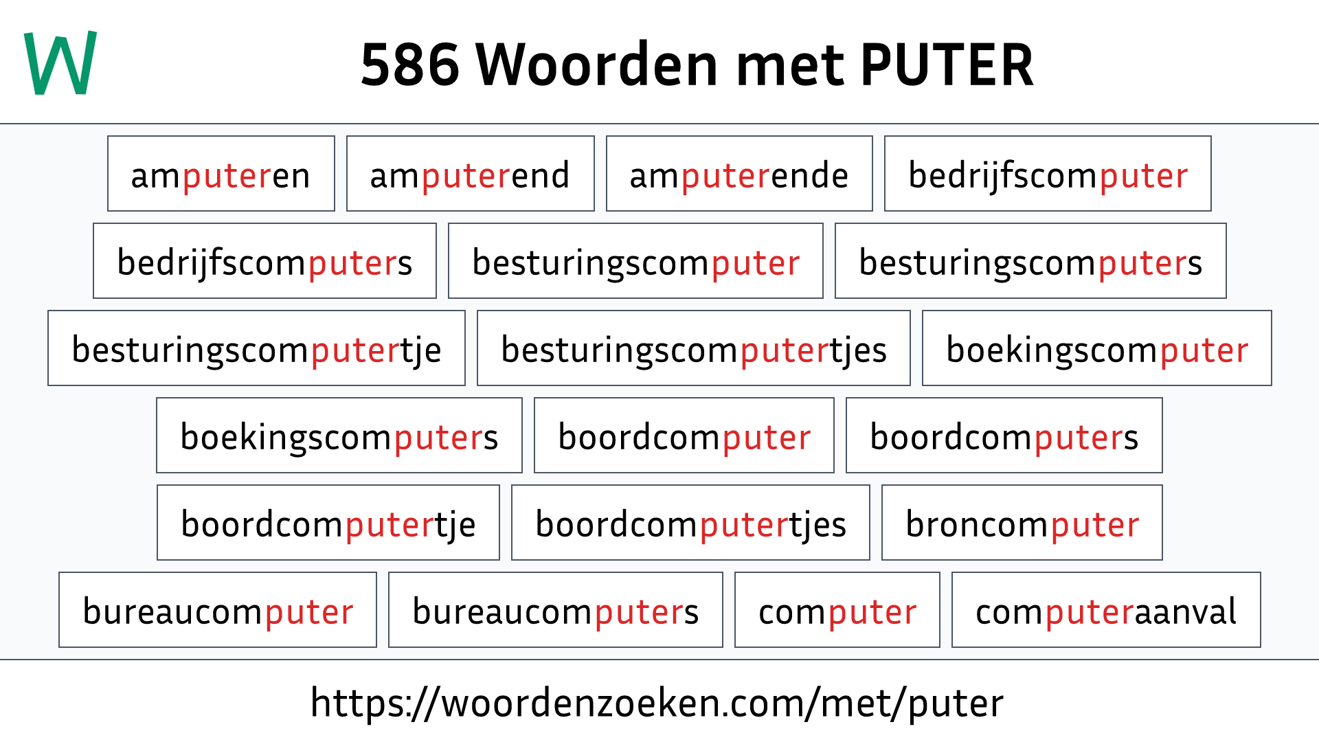 Woorden met PUTER