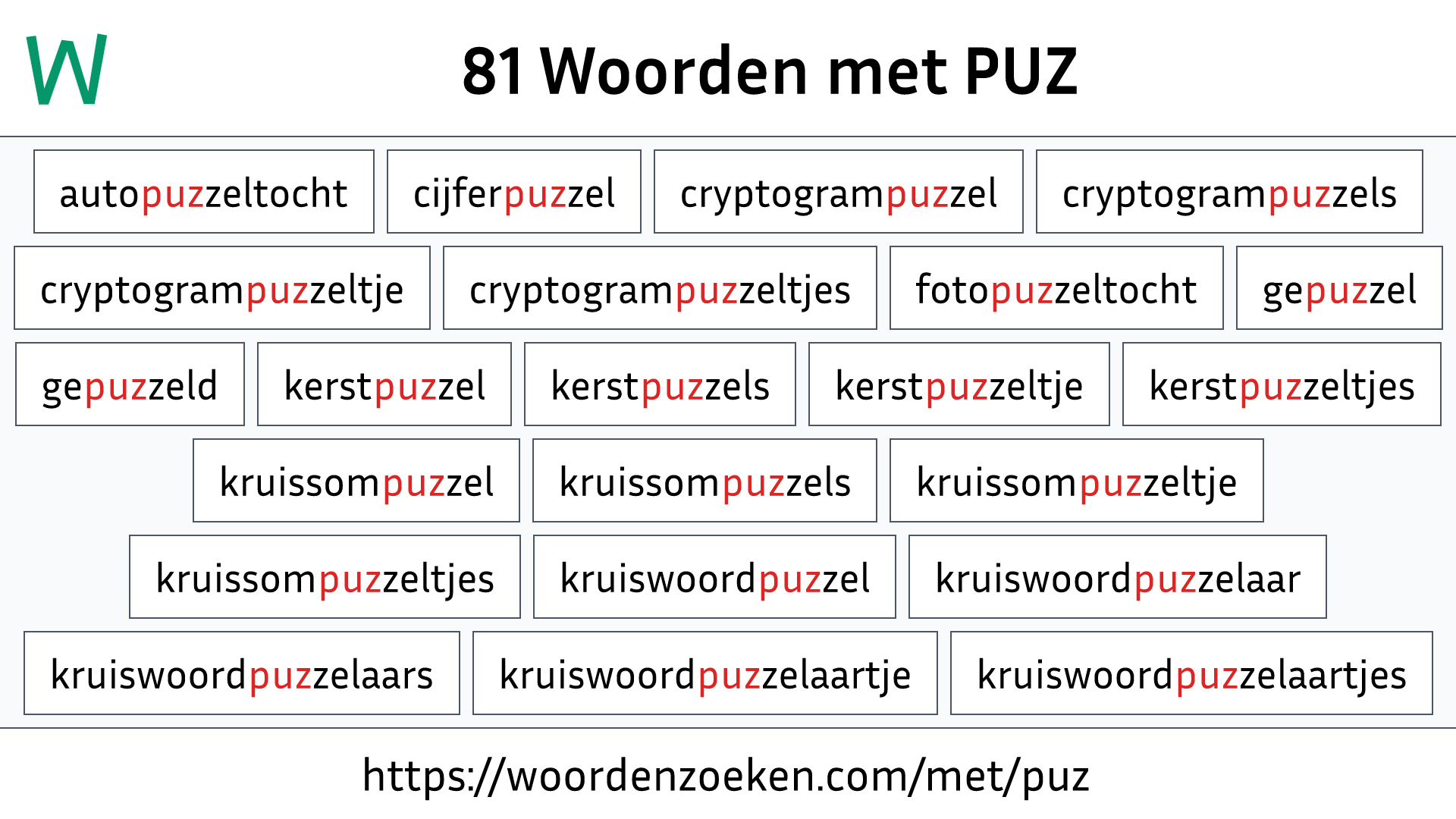 Woorden met PUZ