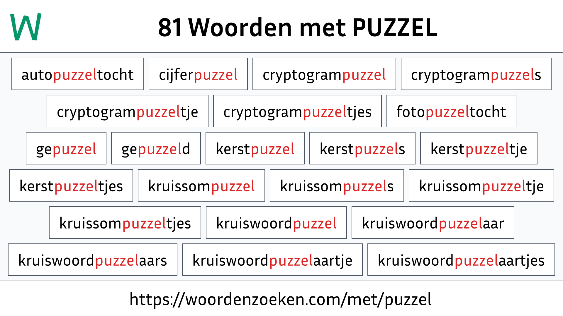 Woorden met PUZZEL