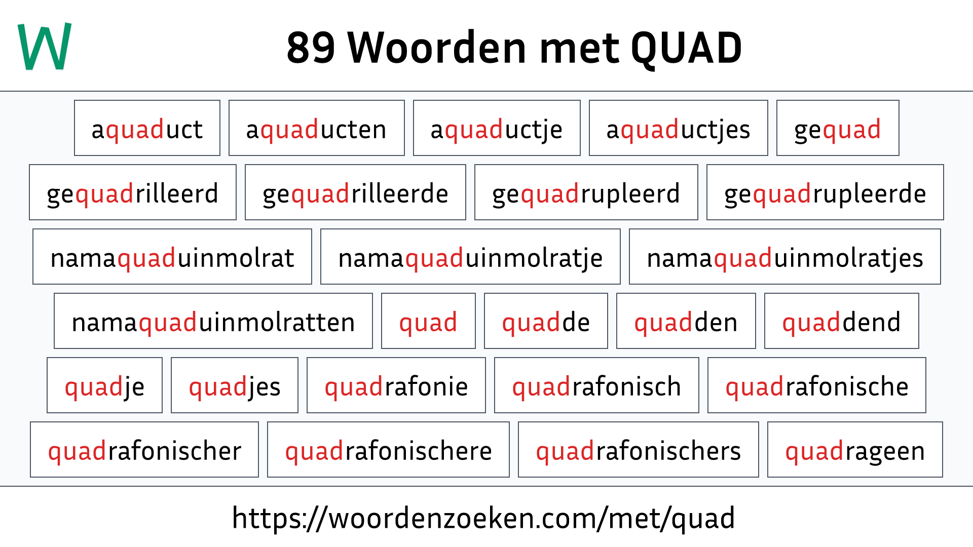 Woorden met QUAD