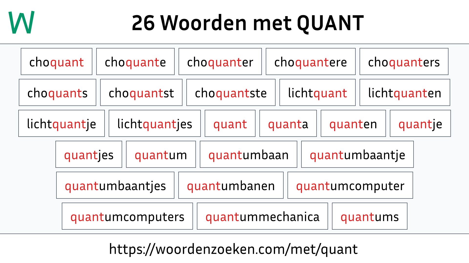 Woorden met QUANT