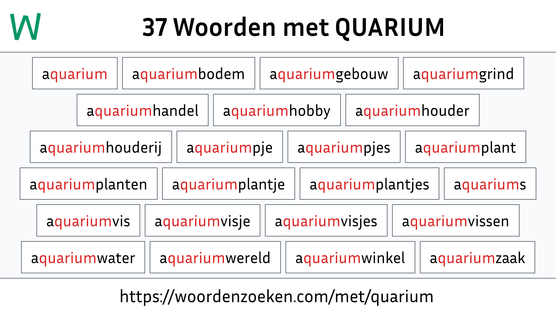 Woorden met QUARIUM