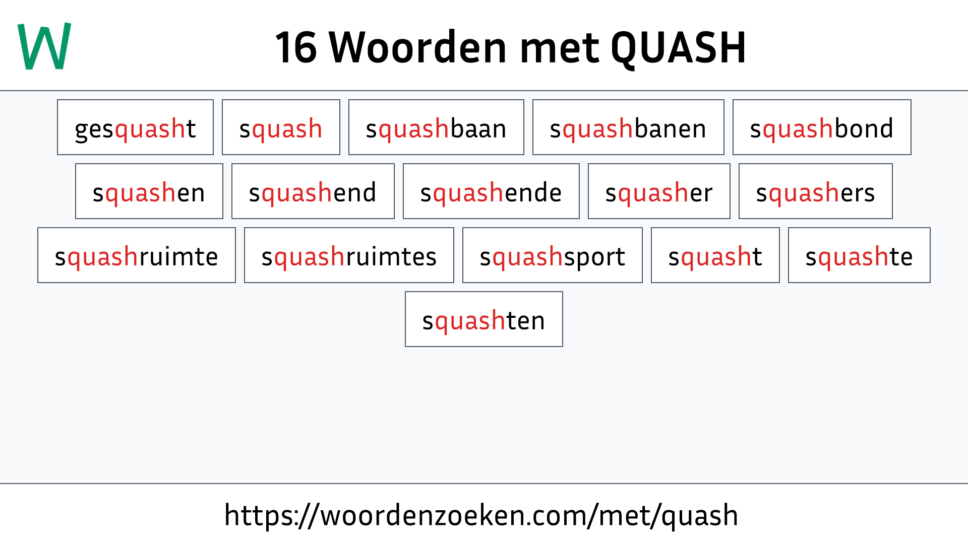 Woorden met QUASH