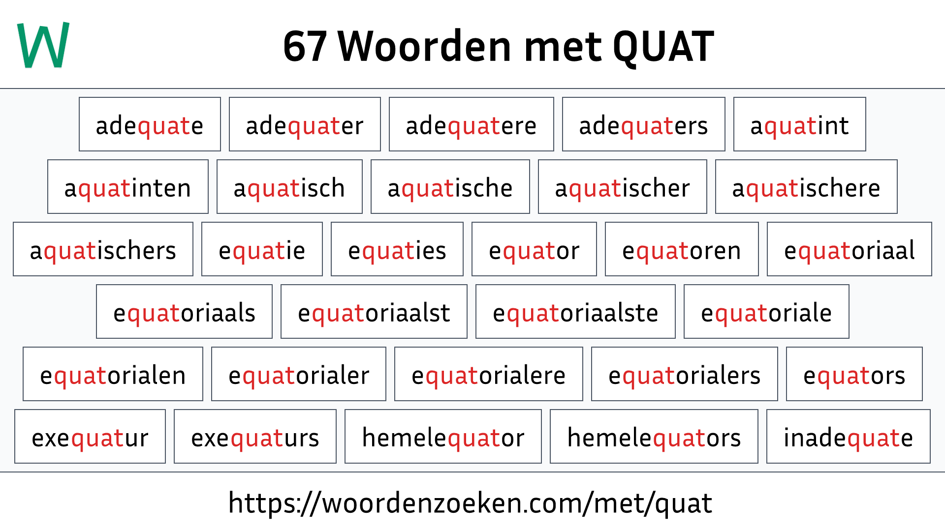 Woorden met QUAT