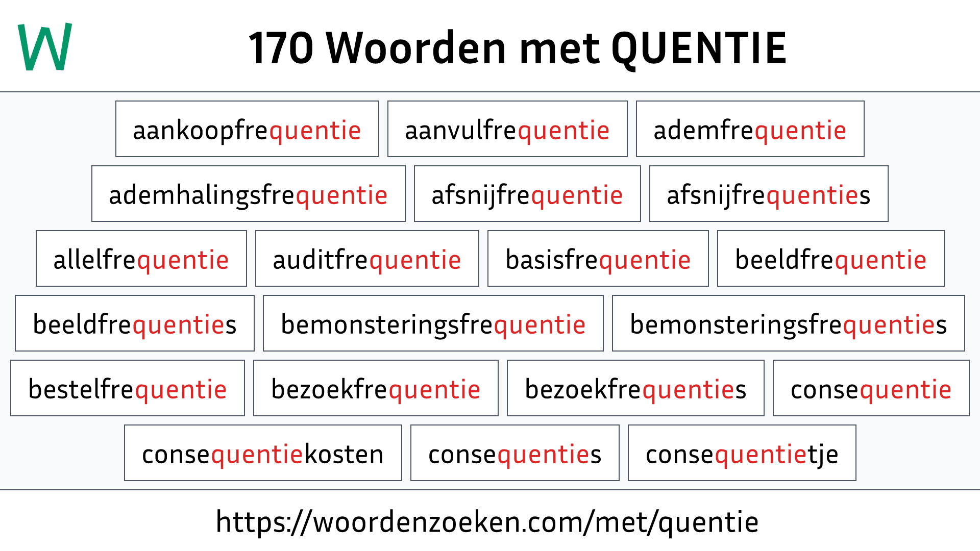 Woorden met QUENTIE