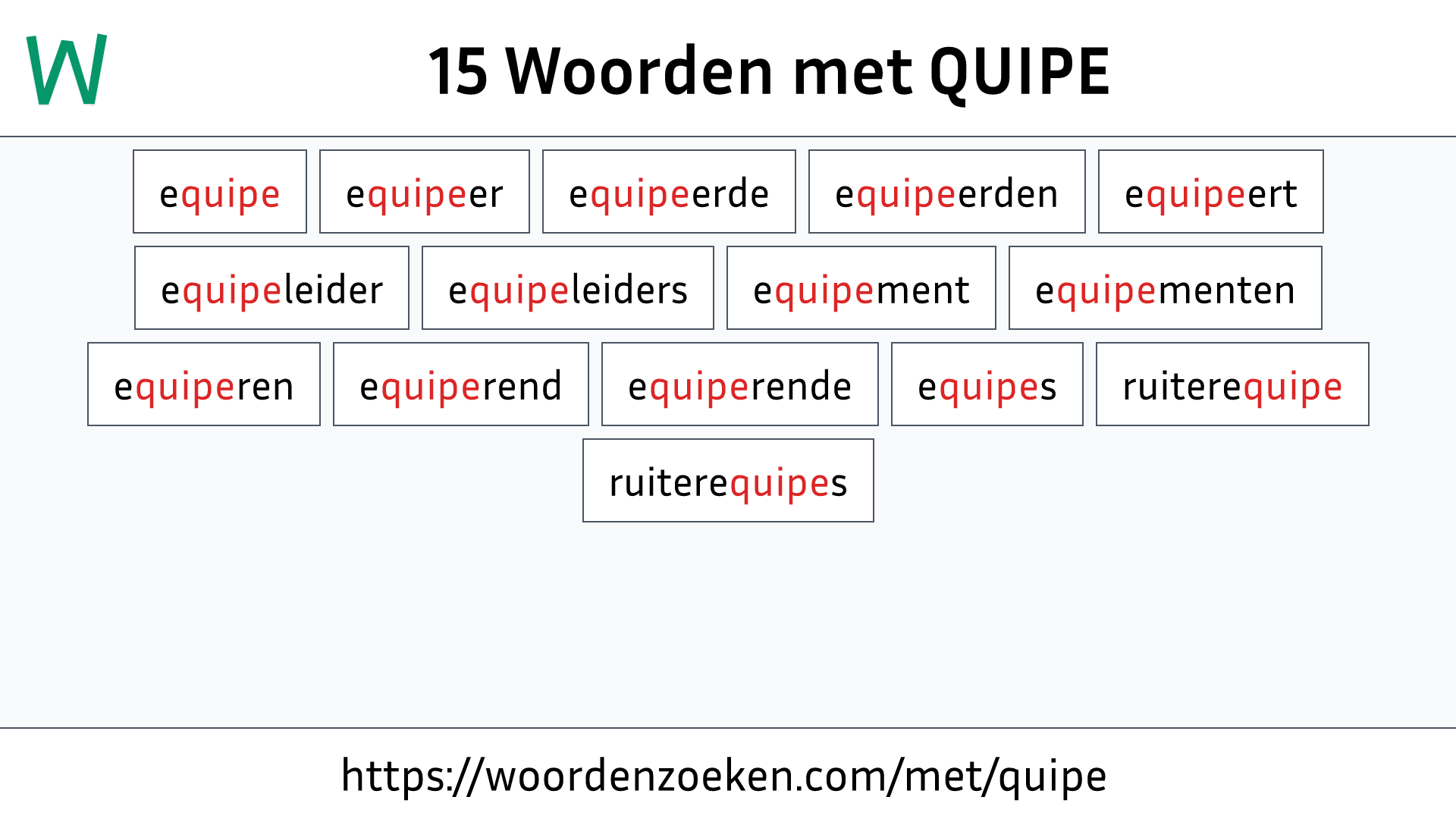 Woorden met QUIPE