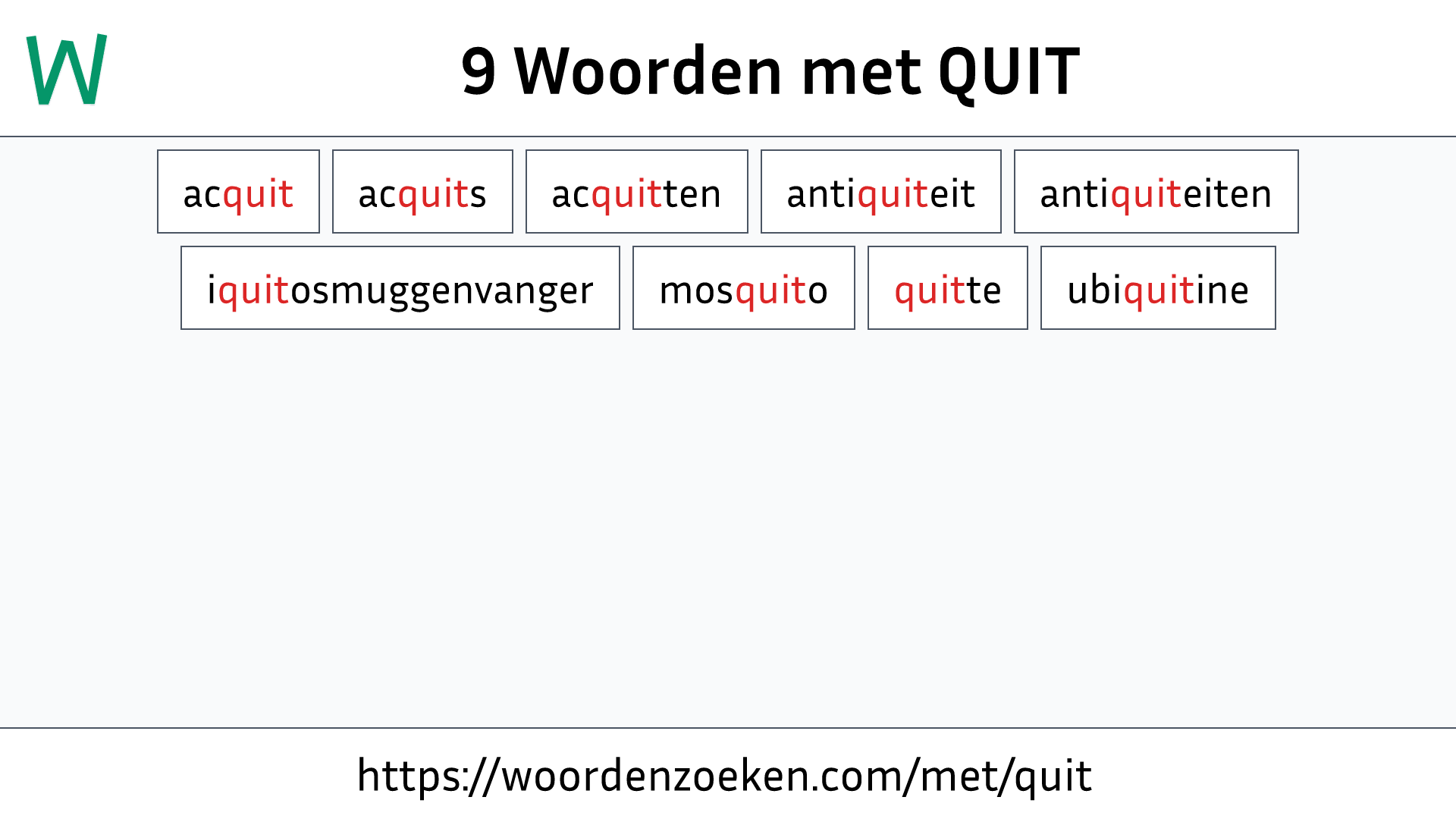 Woorden met QUIT