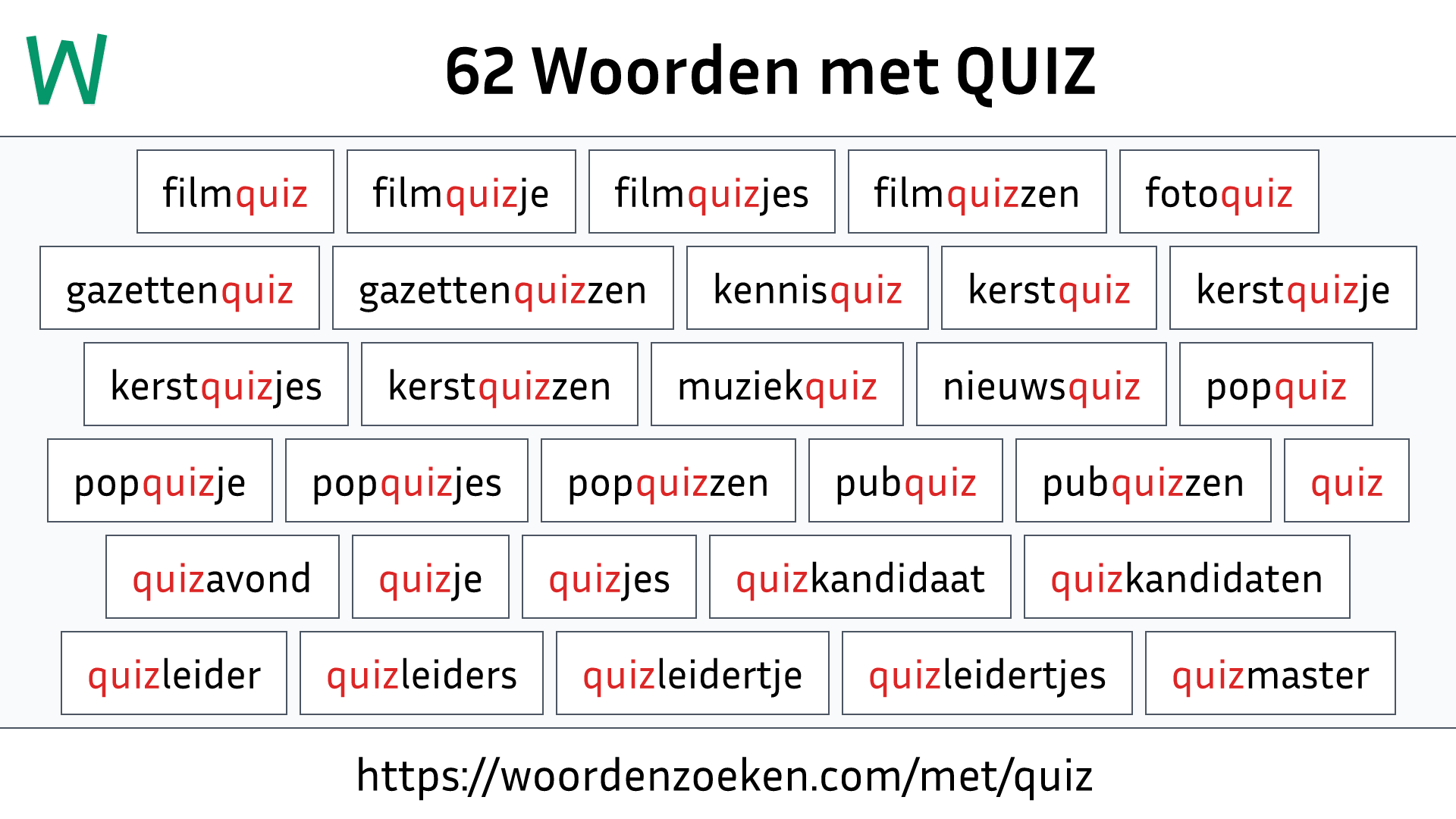 Woorden met QUIZ