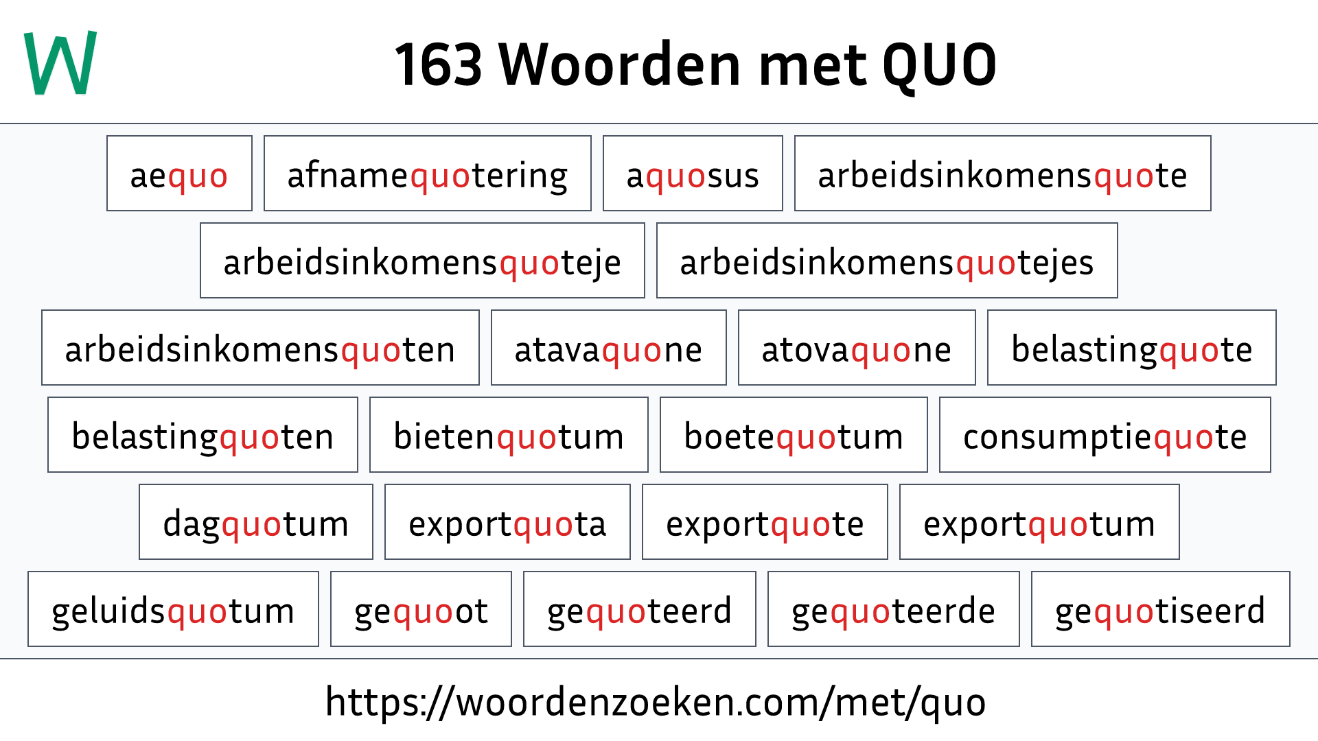 Woorden met QUO