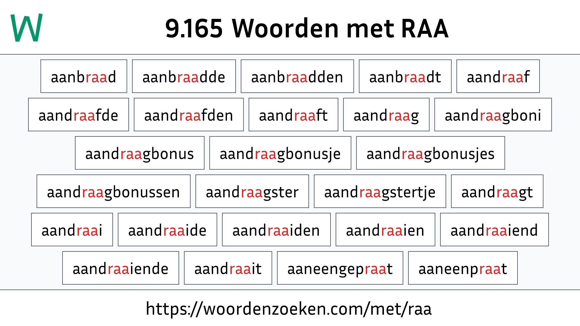 Woorden met RAA