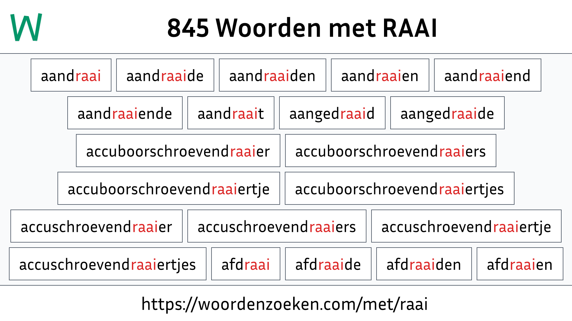 Woorden met RAAI