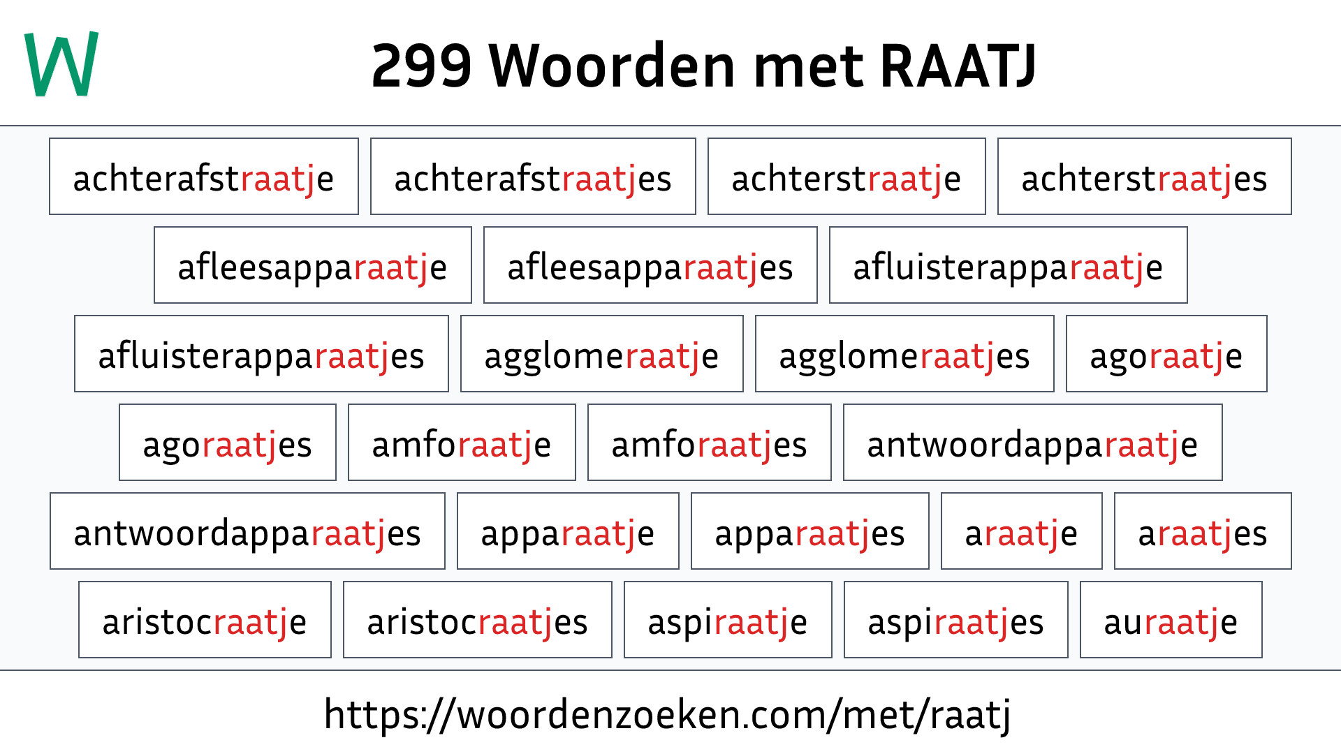 Woorden met RAATJ