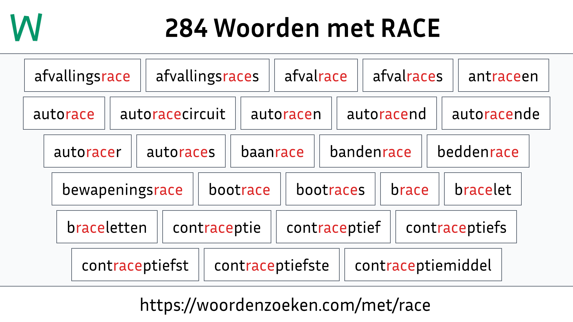 Woorden met RACE