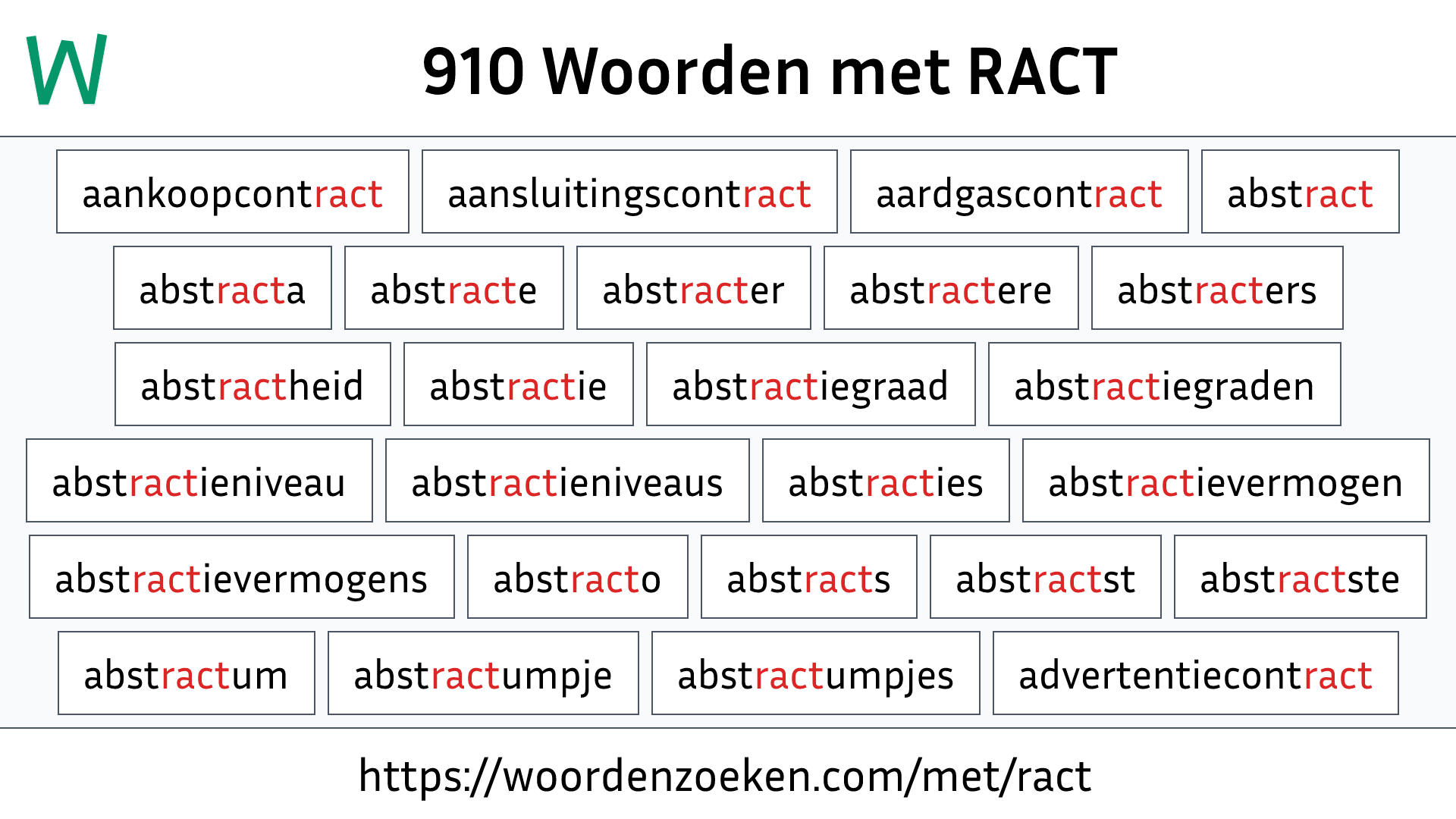 Woorden met RACT