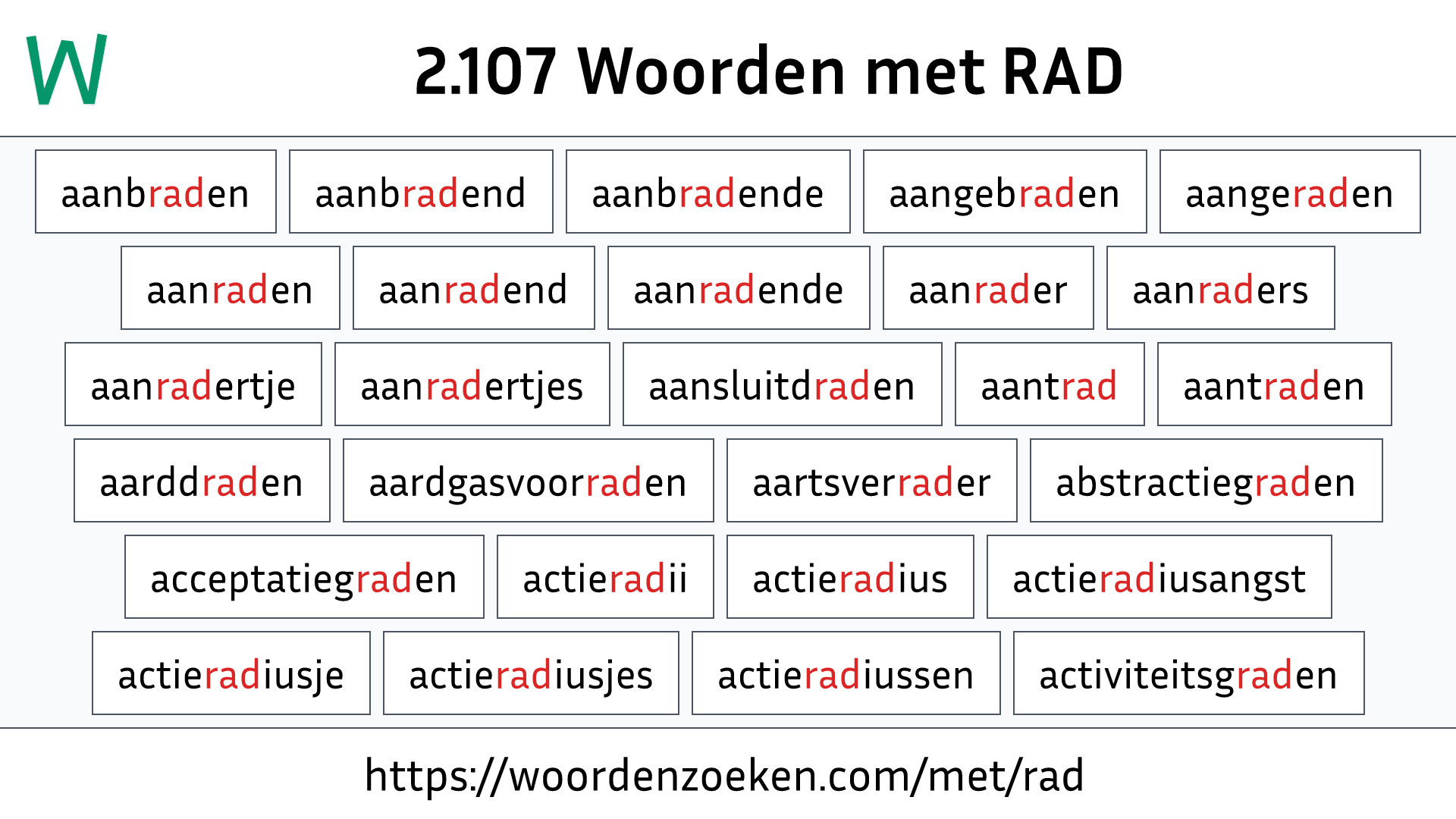 Woorden met RAD