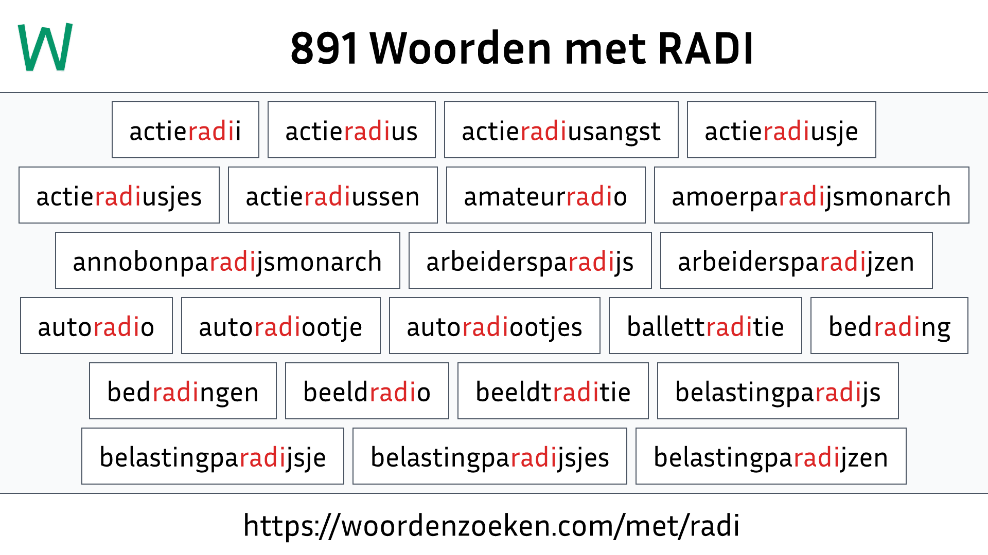 Woorden met RADI