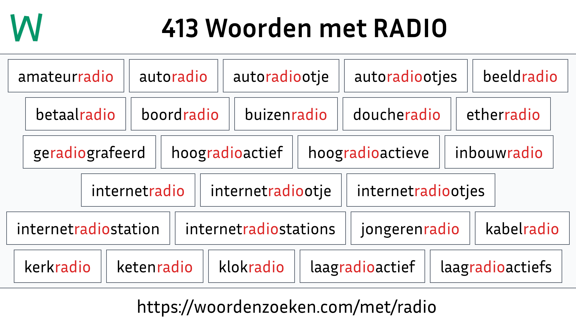 Woorden met RADIO