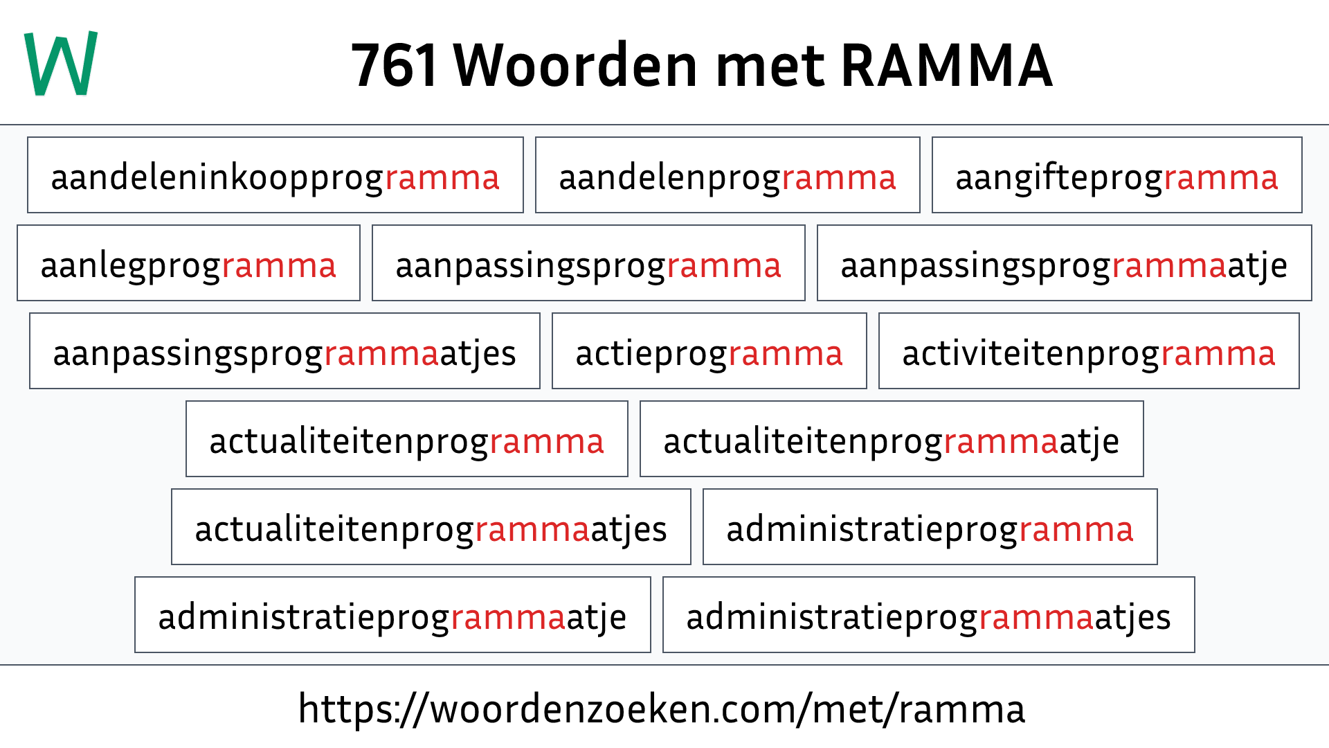 Woorden met RAMMA