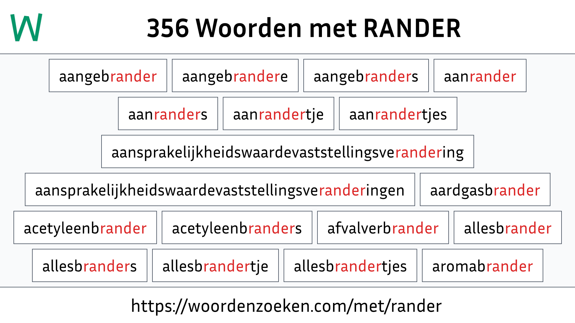 Woorden met RANDER