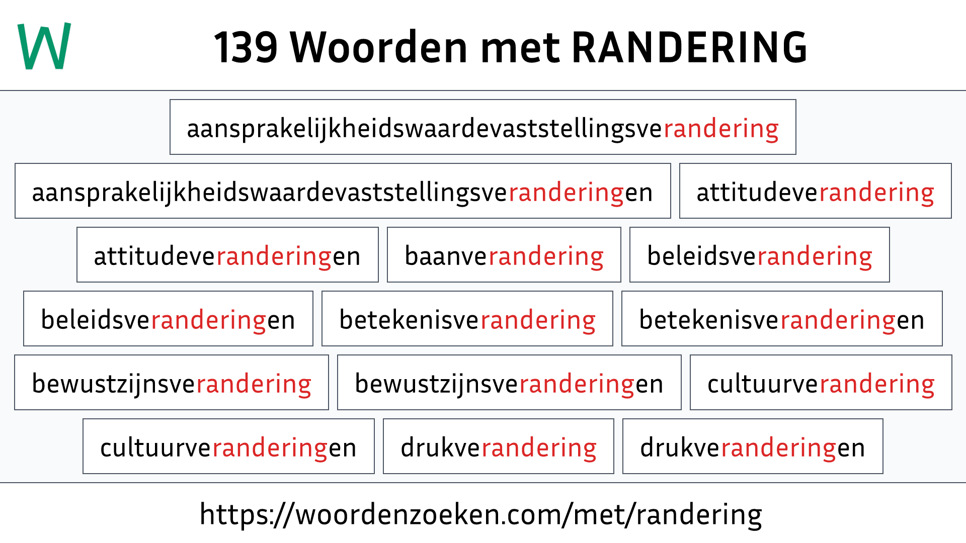 Woorden met RANDERING