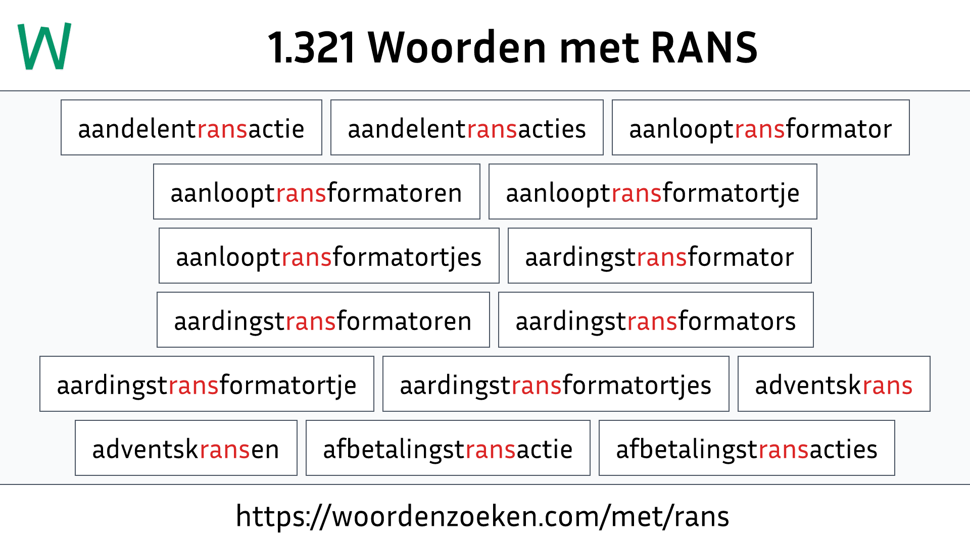 Woorden met RANS