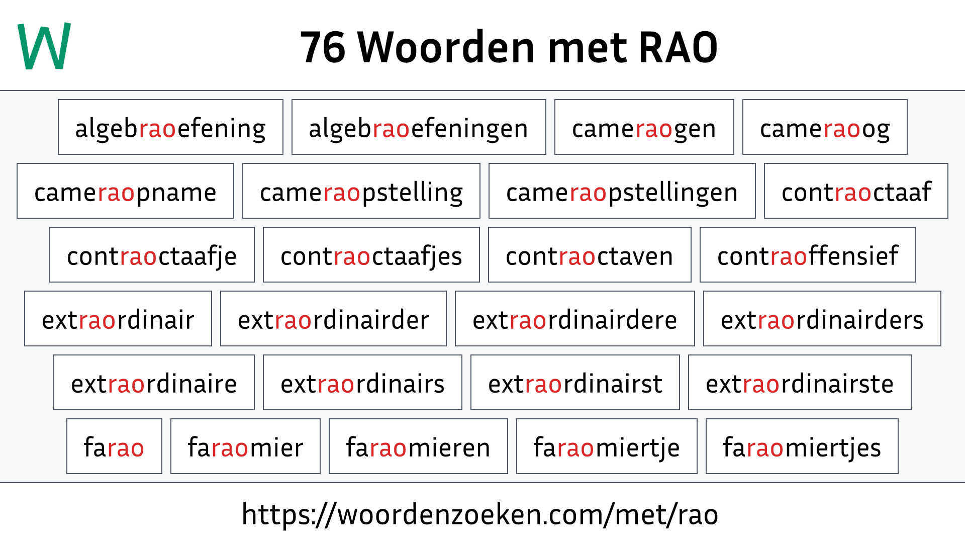 Woorden met RAO