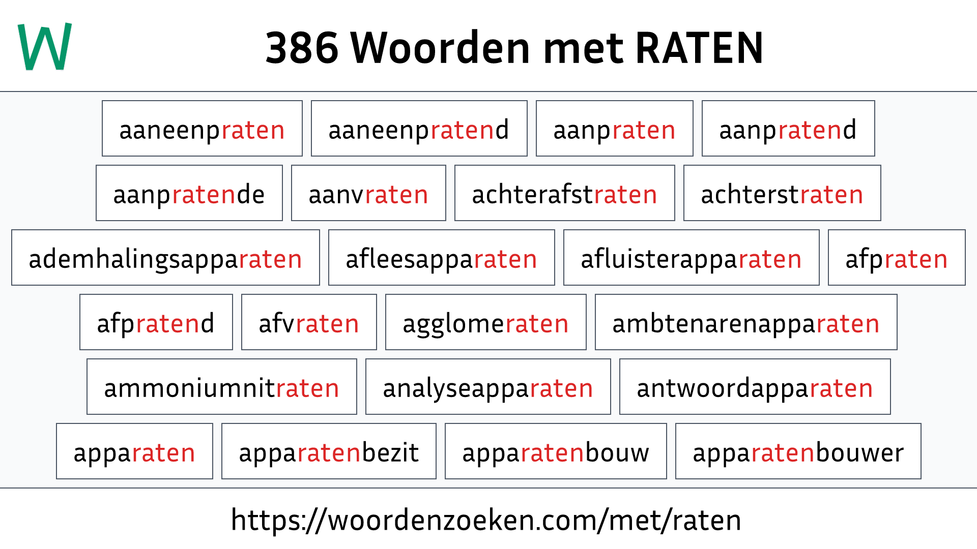 Woorden met RATEN