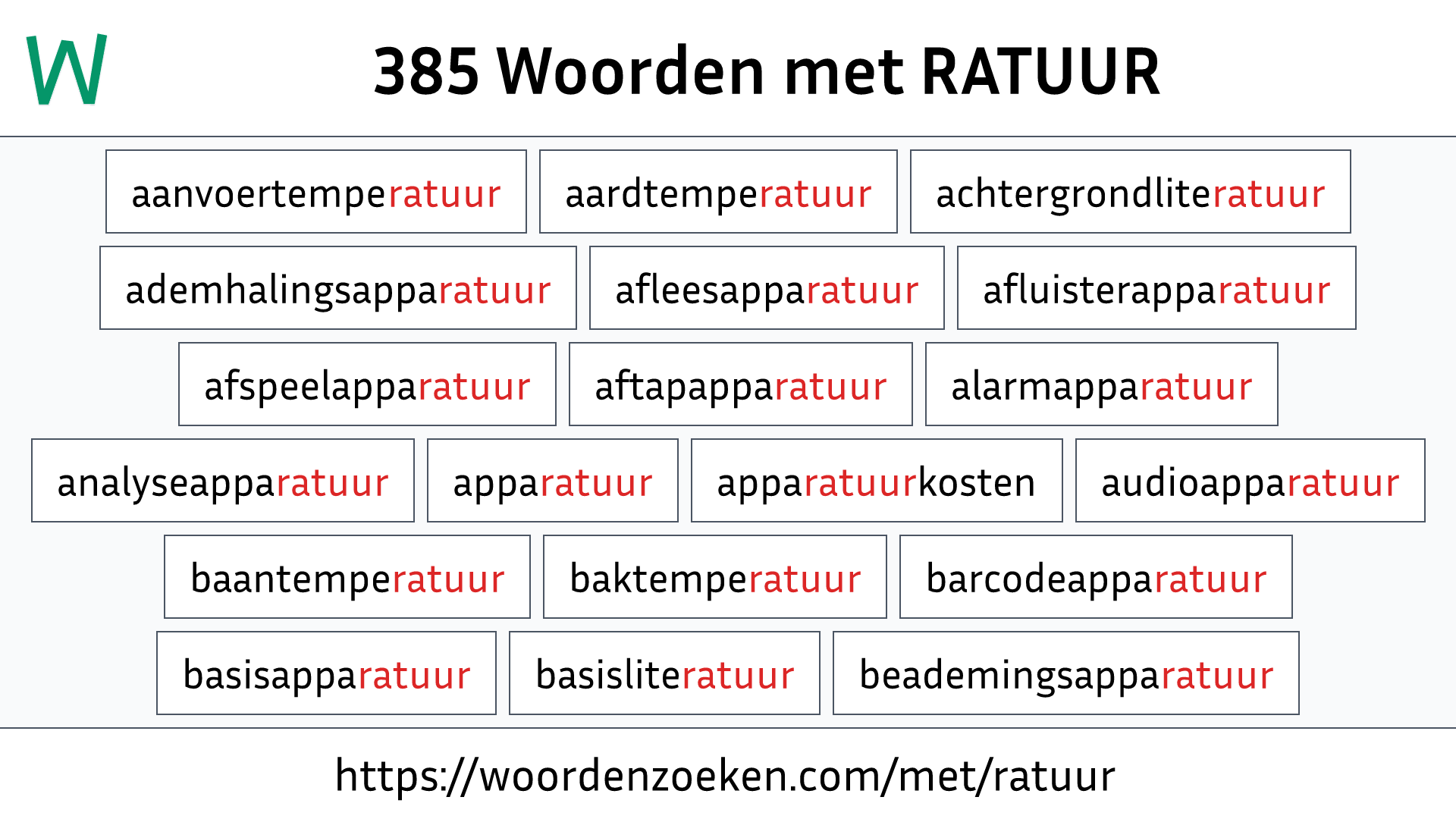 Woorden met RATUUR