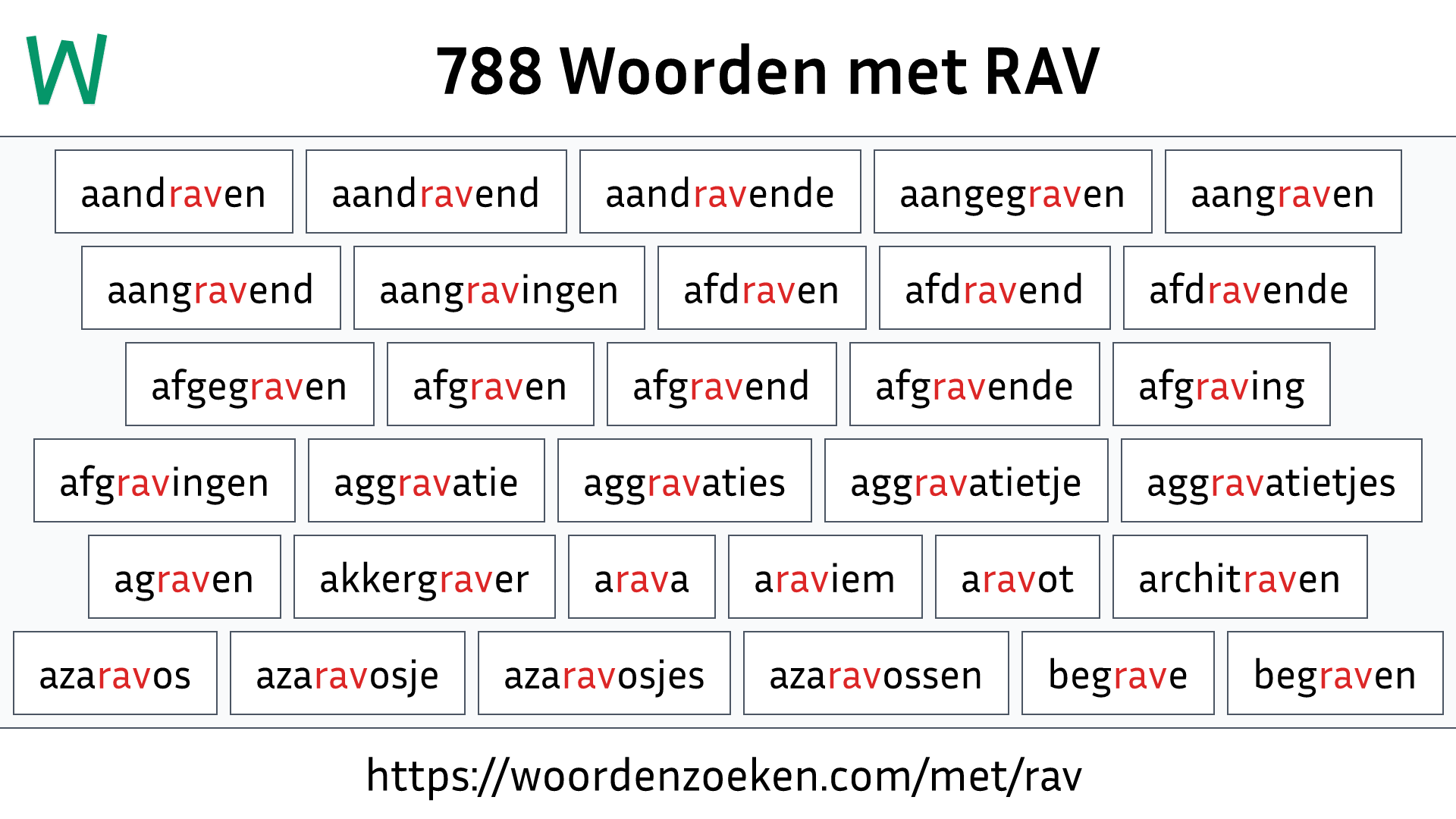 Woorden met RAV