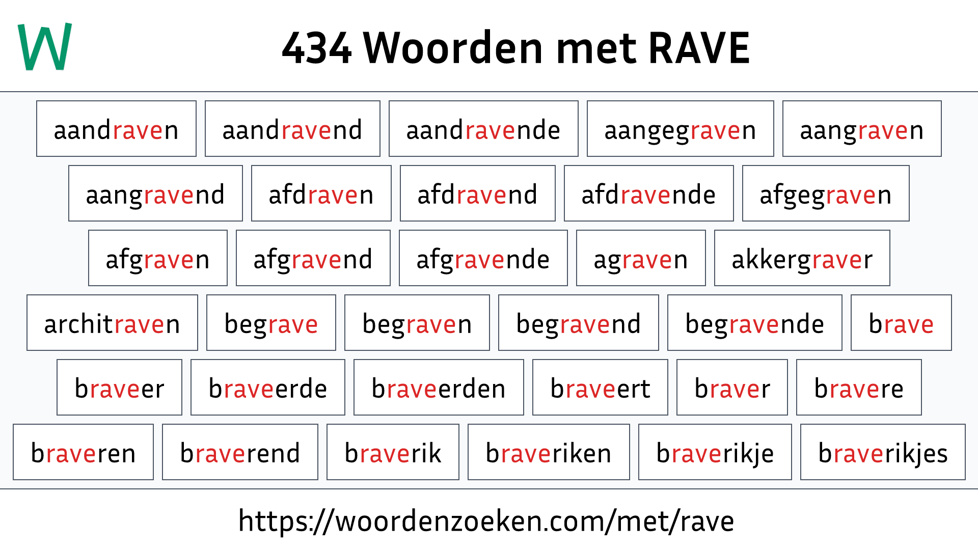 Woorden met RAVE