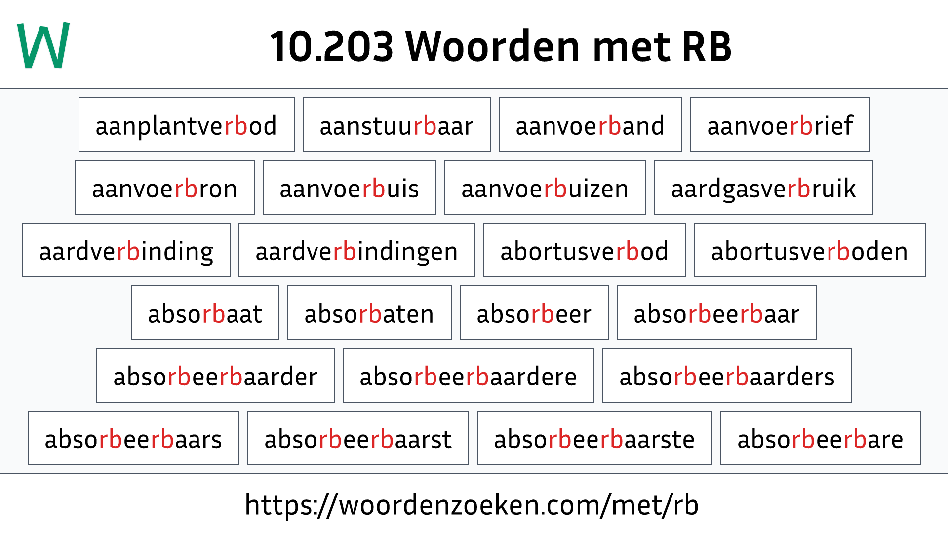 Woorden met RB