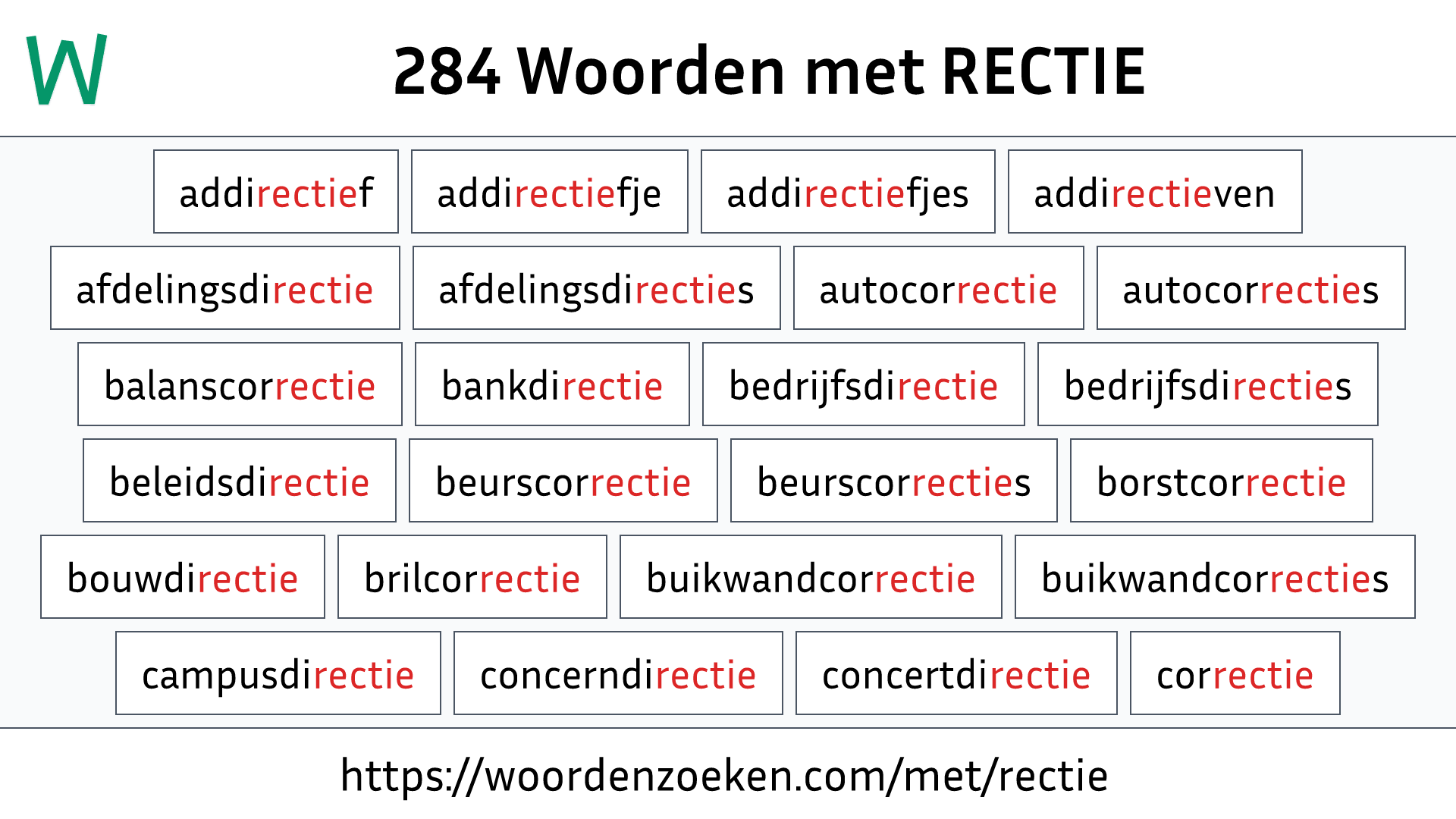 Woorden met RECTIE