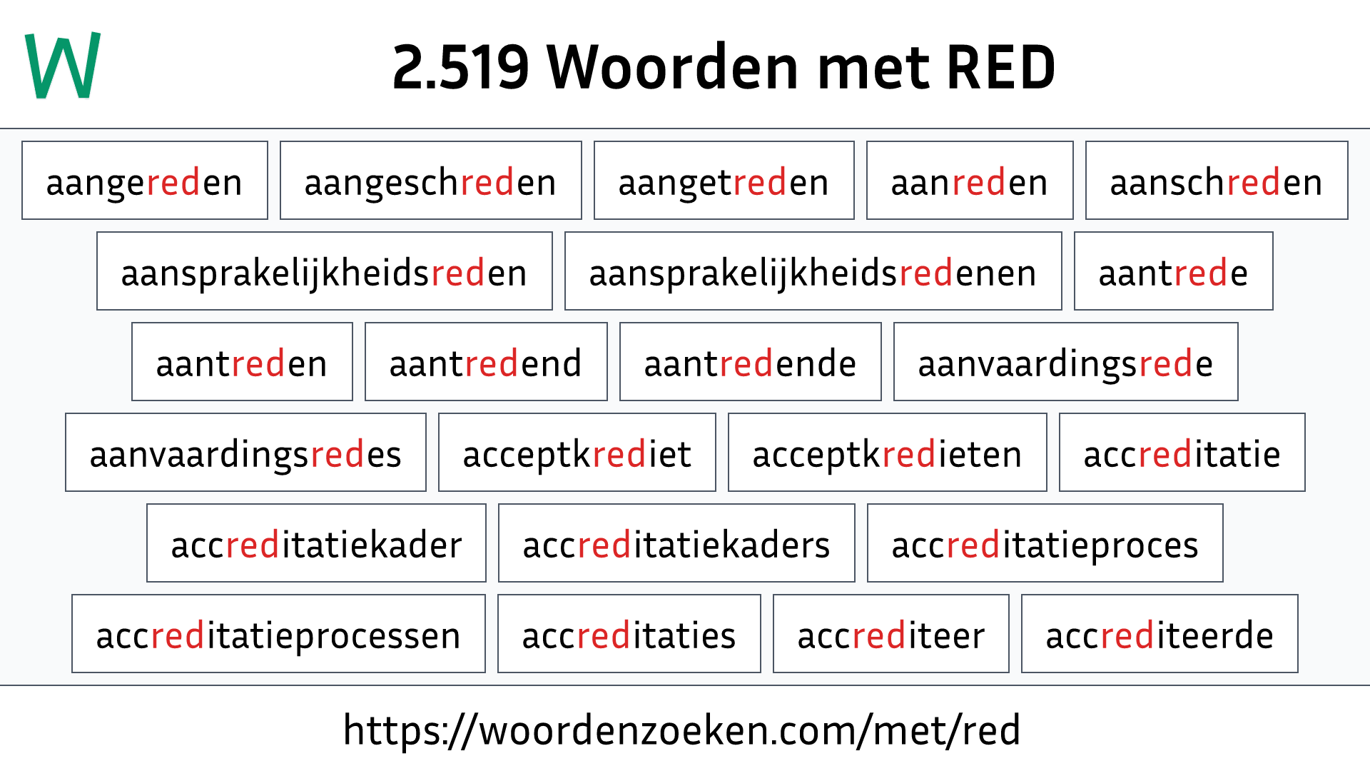 Woorden met RED