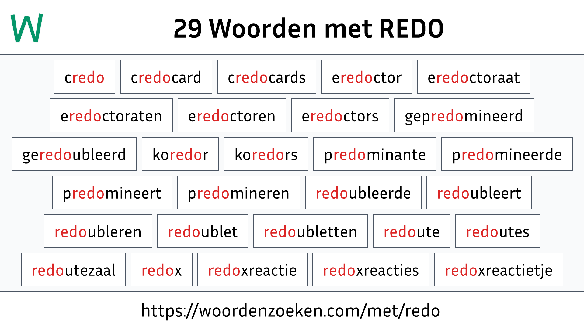 Woorden met REDO