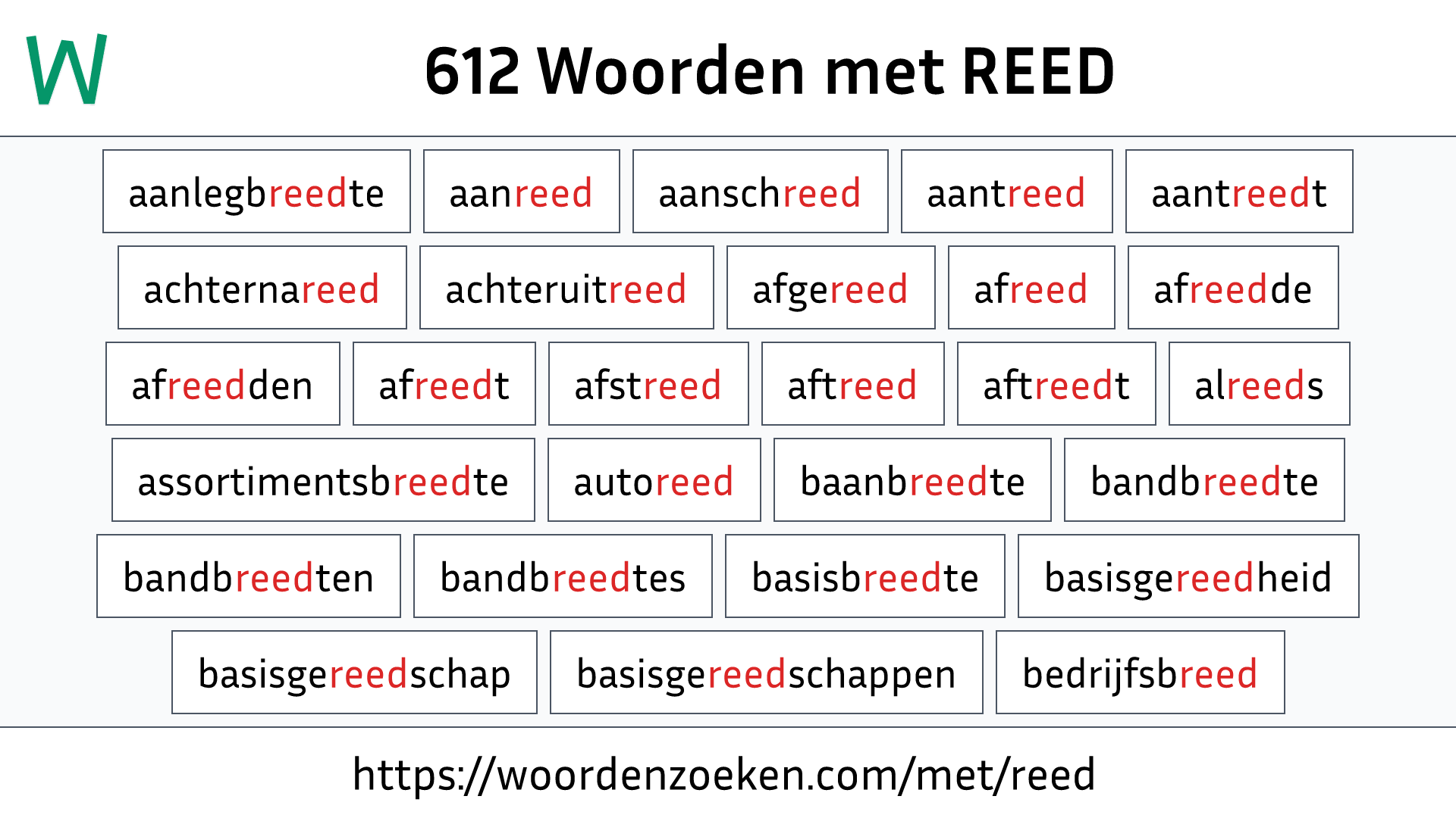 Woorden met REED