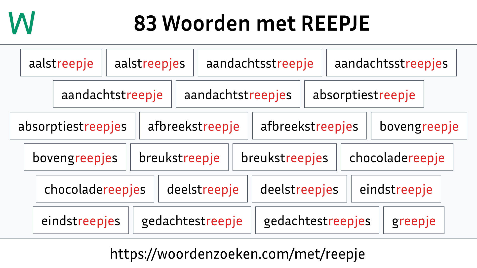 Woorden met REEPJE