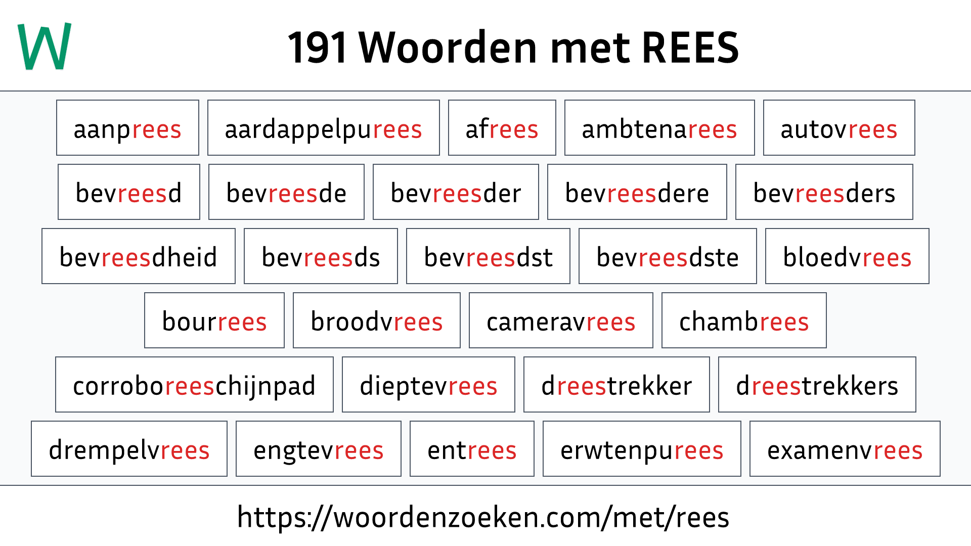 Woorden met REES