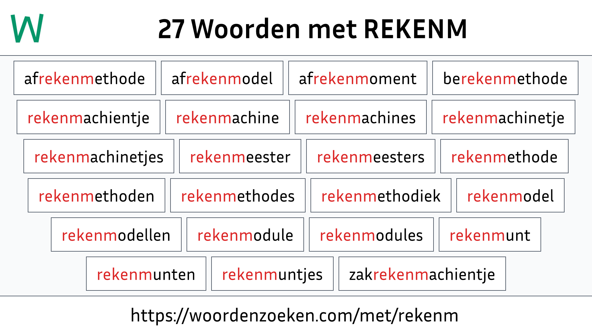 Woorden met REKENM