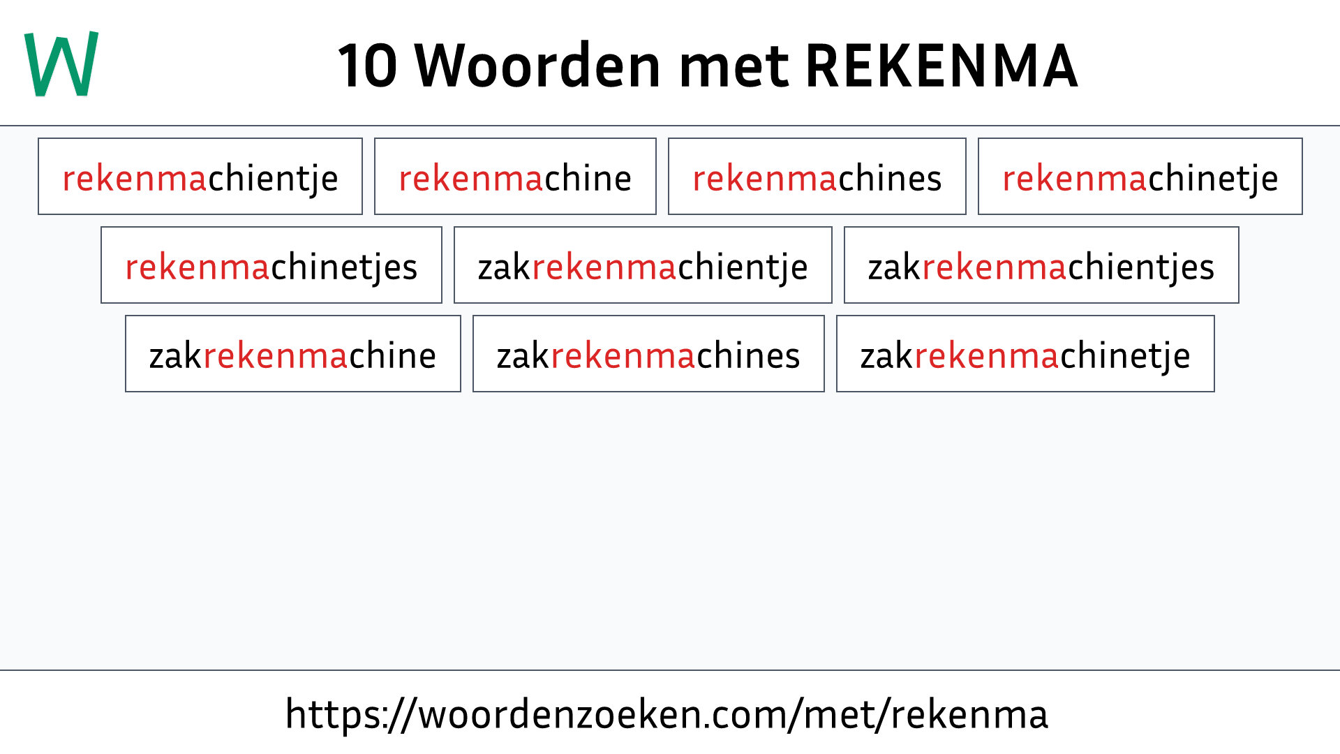 Woorden met REKENMA