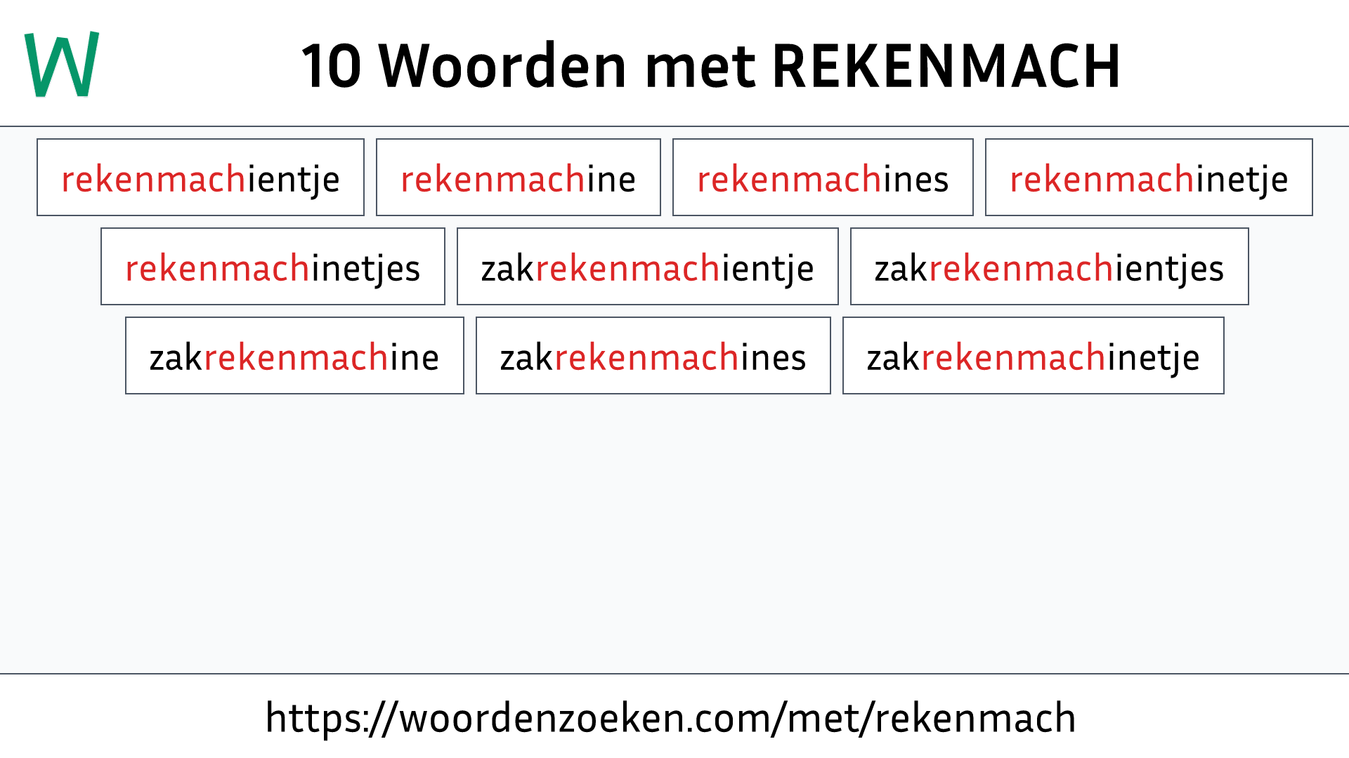 Woorden met REKENMACH