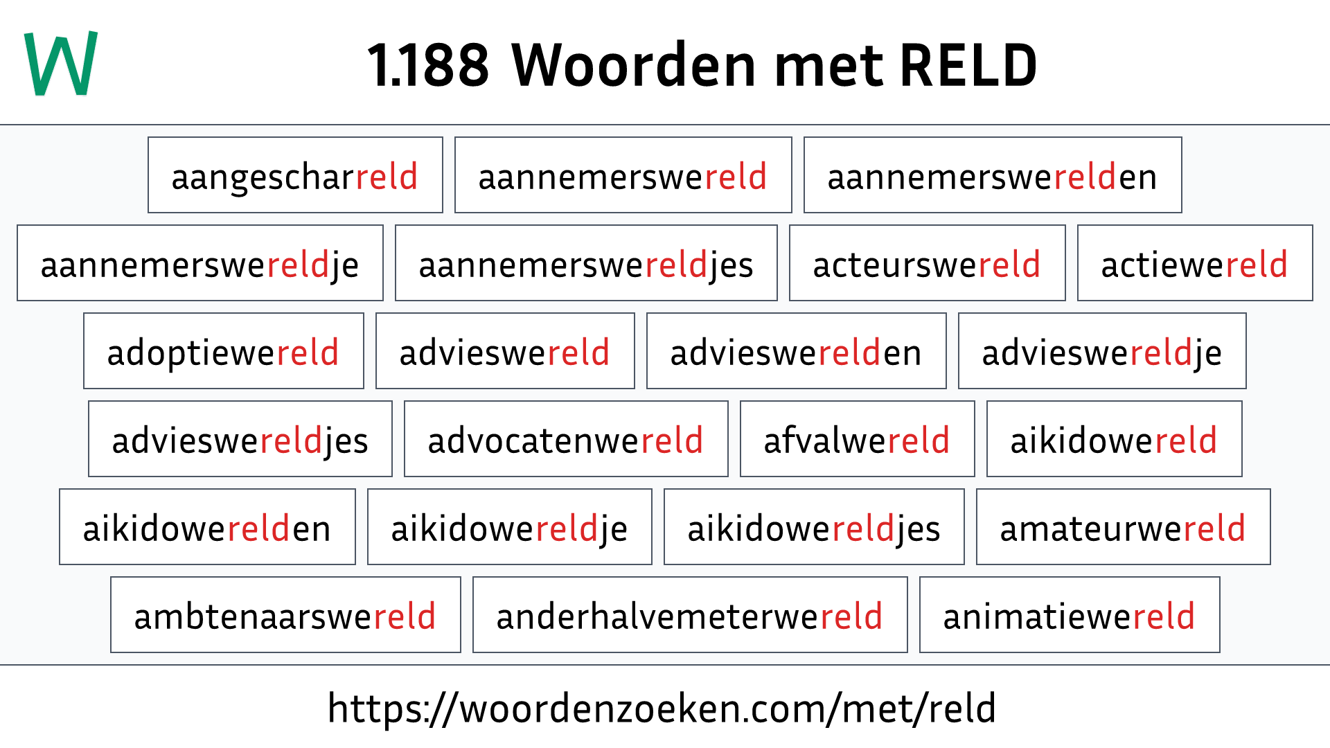 Woorden met RELD