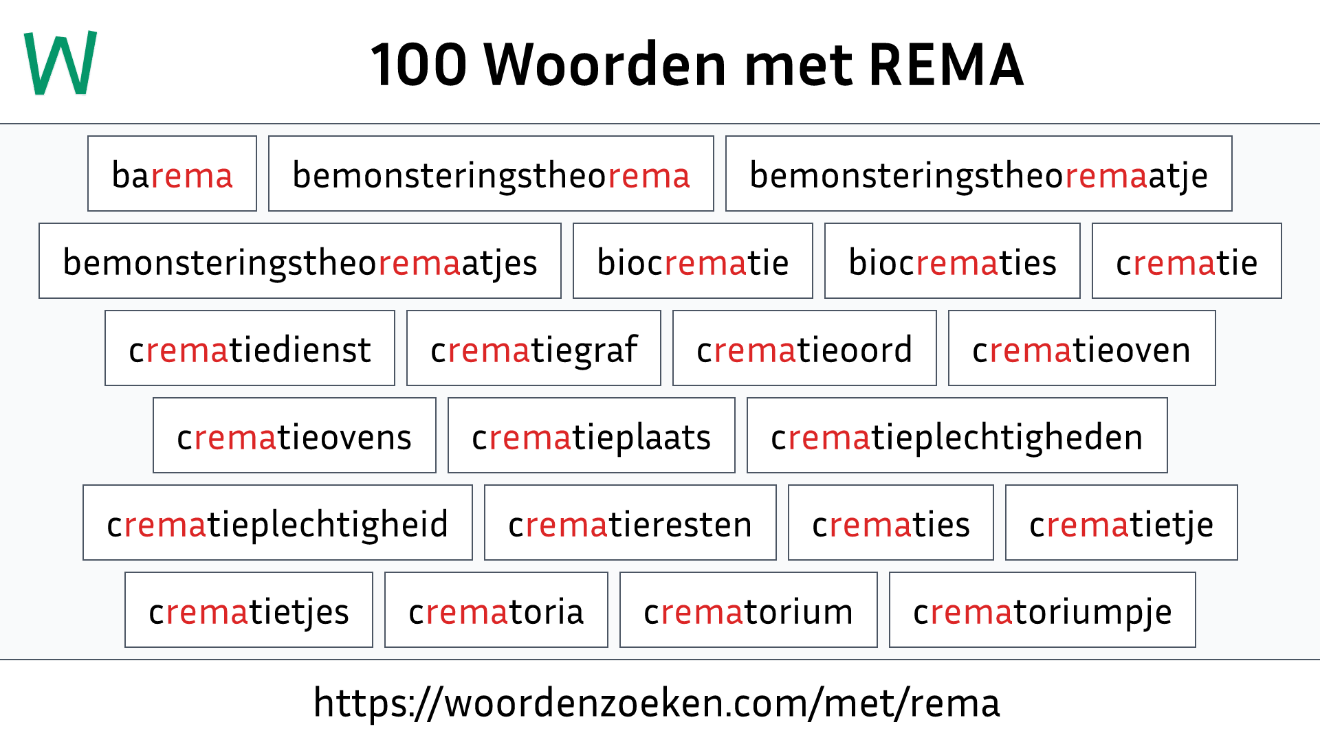 Woorden met REMA