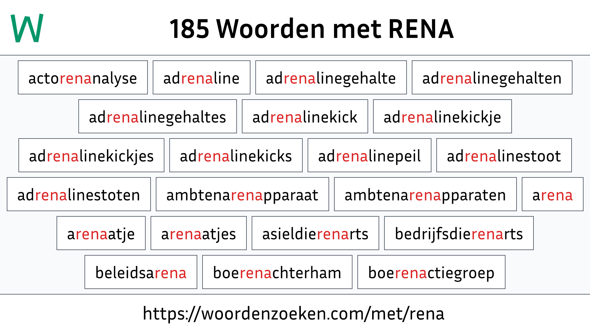 Woorden met RENA