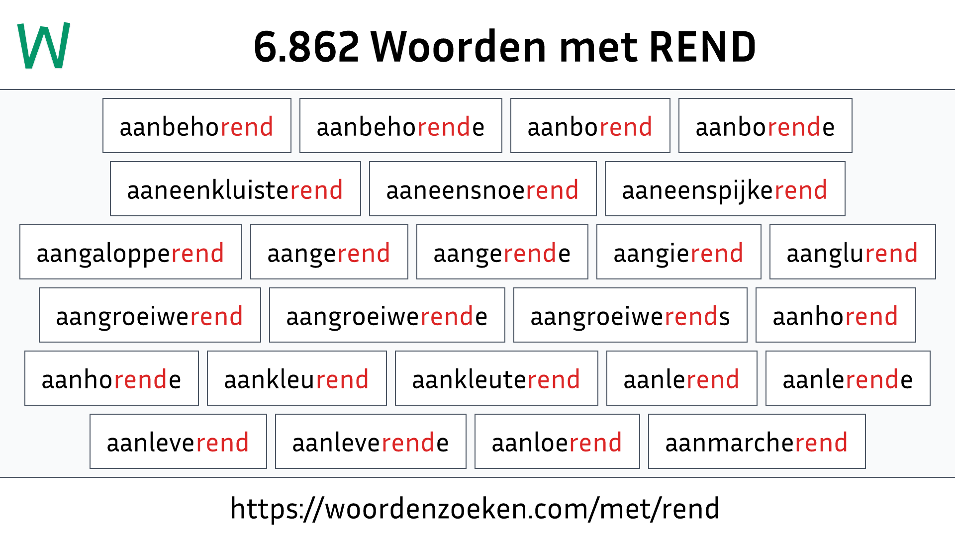 Woorden met REND