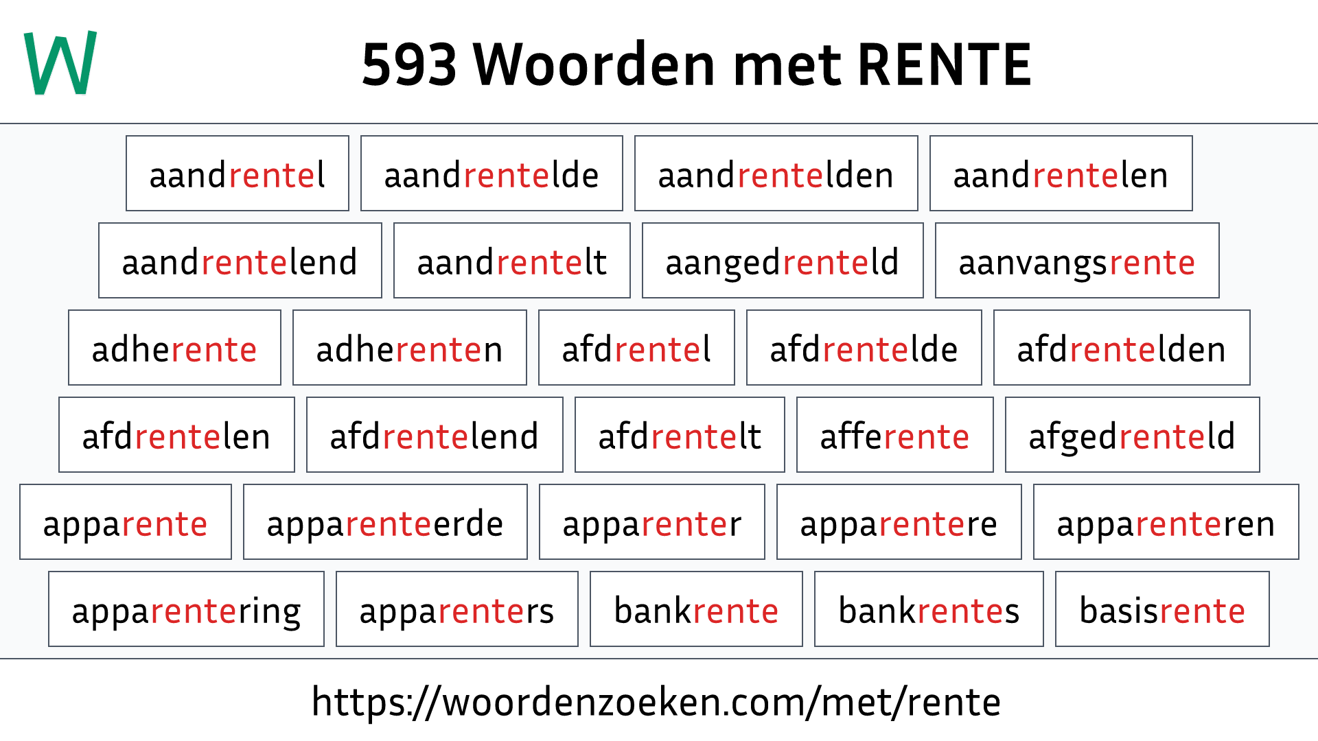 Woorden met RENTE